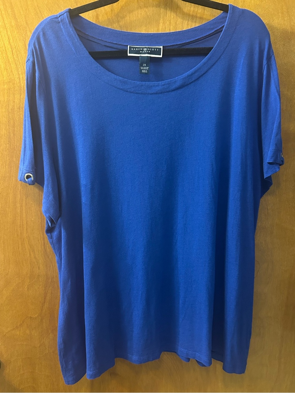 EUC Karen Scott Cobalt Blue Short Sleeve Scoop Neck Tee- 2x